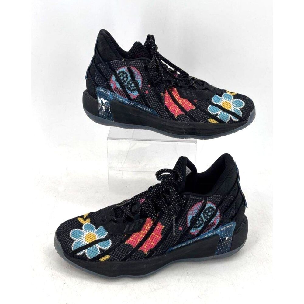 Adidas Dame 7 Day of the Dead Black Floral Basketball Shoes FZ3189 Size 10